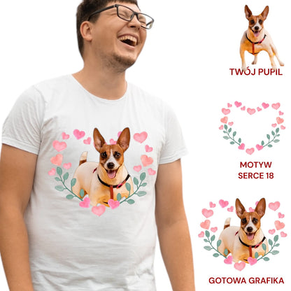 T-shirt z nadrukiem Twój Pupil na koszulce Biały / Czarny / Unisex / Serce 18