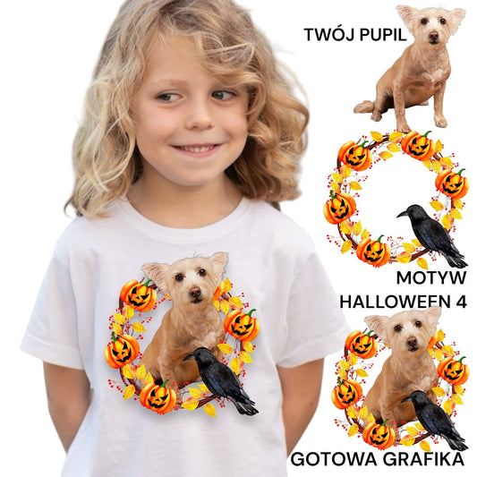 Koszulka z Twoim Pupilem Personalizacja / Biała /Czarna / Dziecięca Unisex / Halloween 4