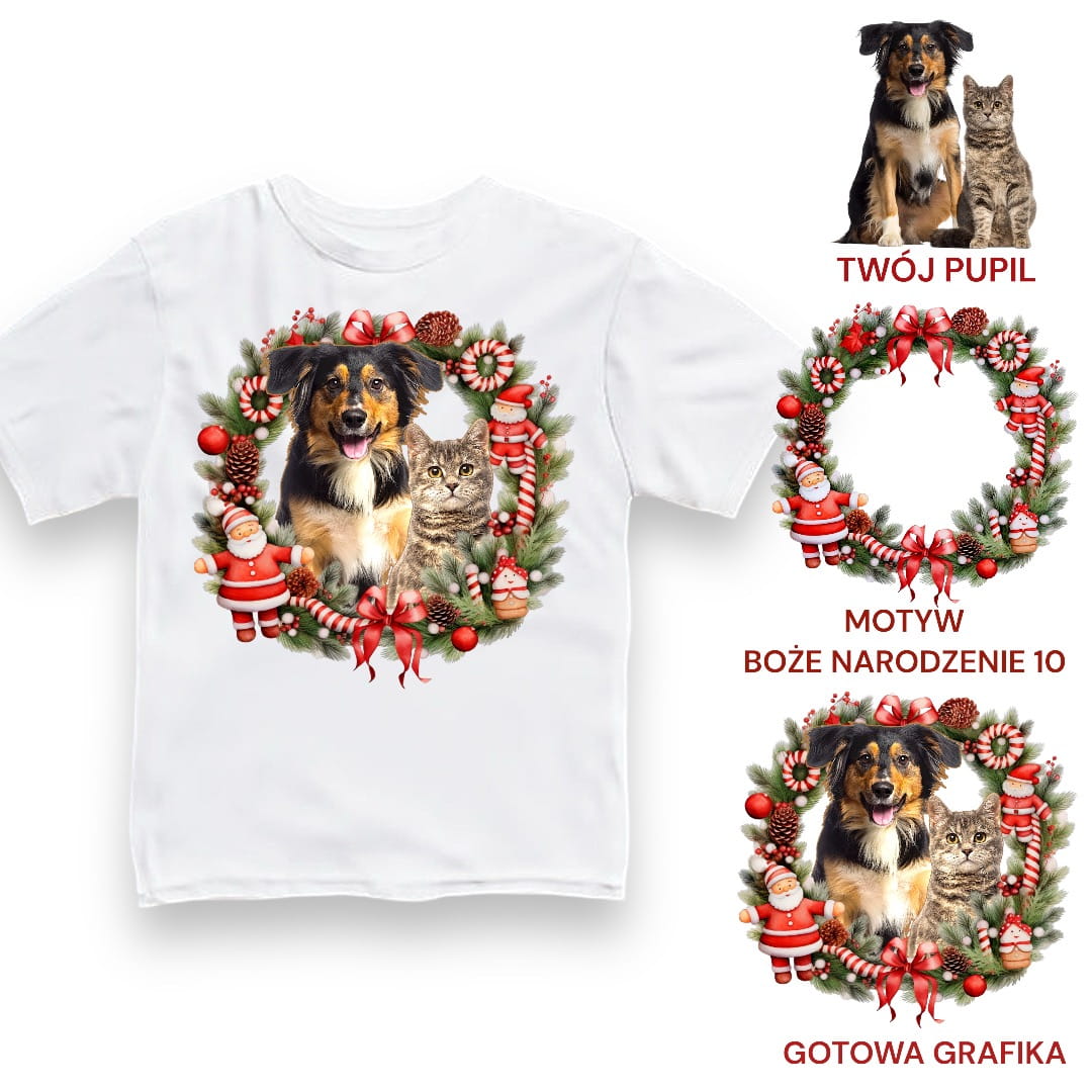 Koszulka z Twoim Pupilem Personalizacja / Biała / Czarna / Dziecięca Unisex / Boże Narodzenie 10