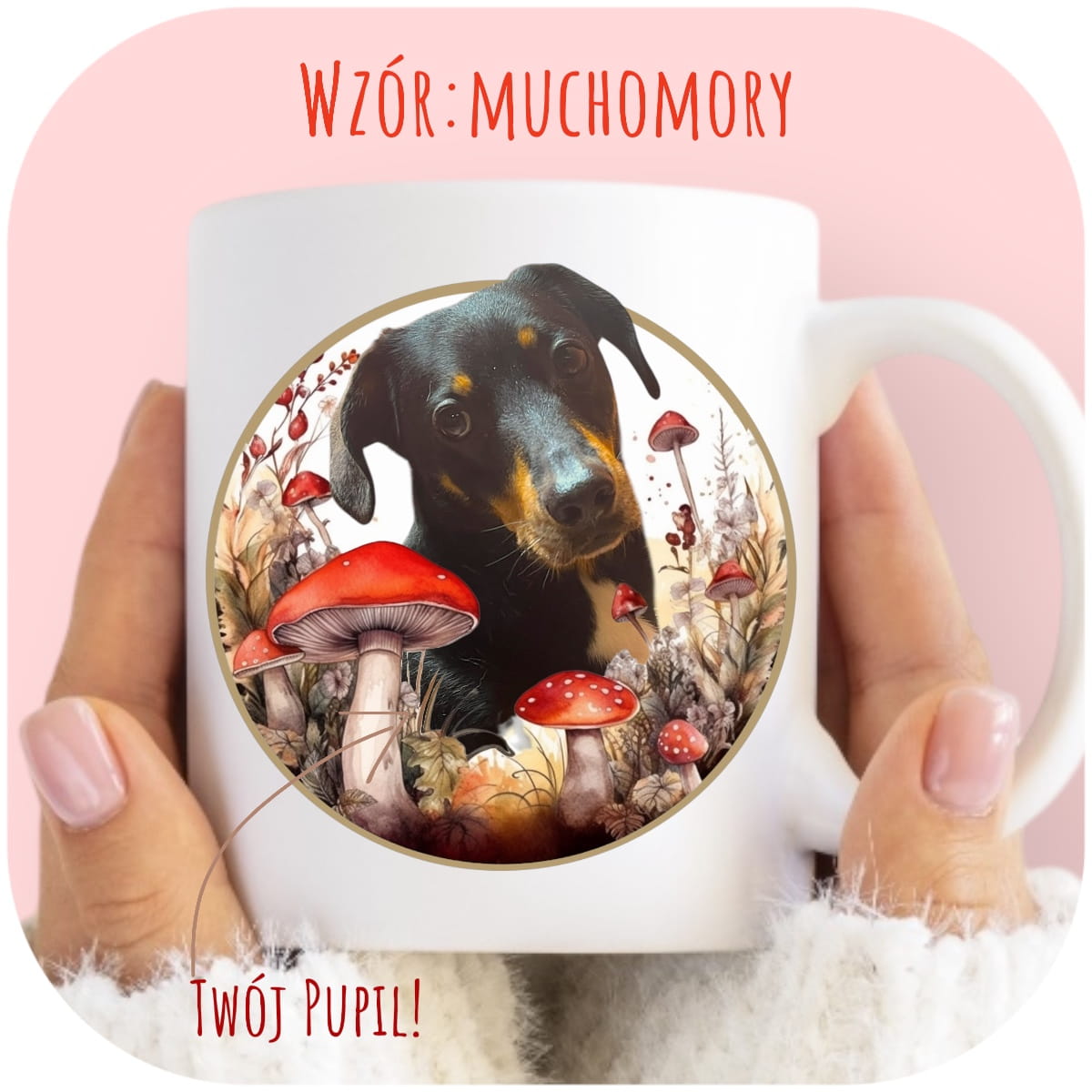 Personalizowany Kubek ze zdjęciem Twojego Pupila / Muchomory