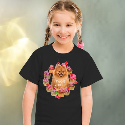 Koszulka z Twoim Pupilem Personalizacja / Biała / Czarna / Dziecięca Unisex / Babeczki