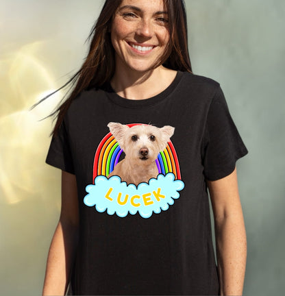 T-shirt z nadrukiem Twój Pupil na koszulce Biały / Czarny / Unisex / Tęcza 4