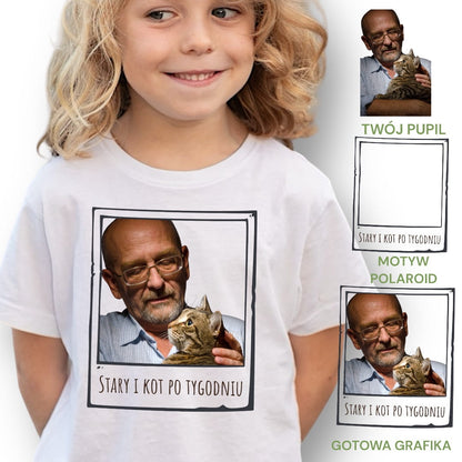 Koszulka z Twoim Pupilem Personalizacja / Biała / Dziecięca Unisex / Polaroid