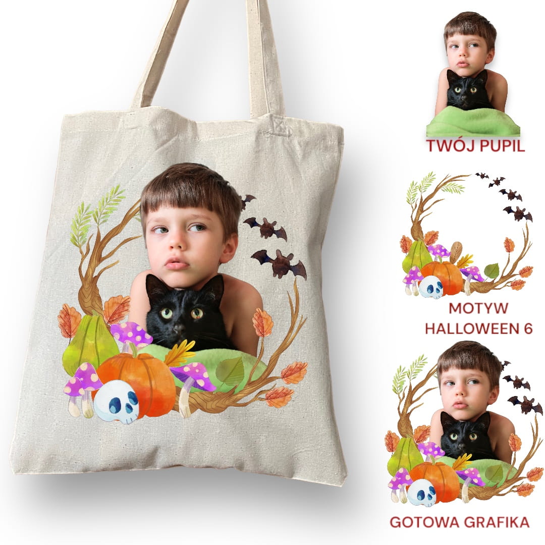 Personalizacja eko Torba ze zdjęciem Twojego Pupila / Halloween 6