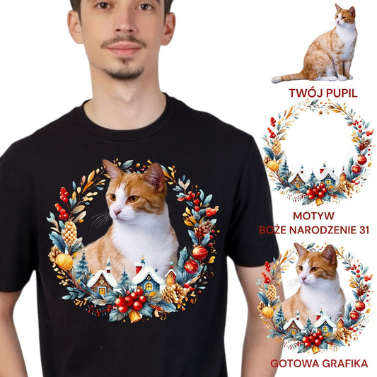 T-shirt z nadrukiem Twój Pupil na koszulce Biały / Czarny / Unisex / Boże Narodzenie 31