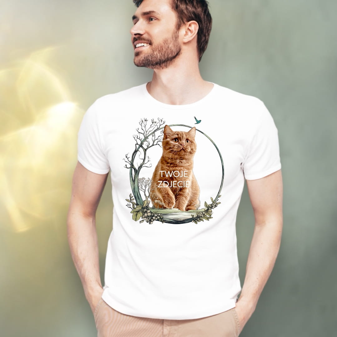 T-shirt z nadrukiem Twój Pupil na koszulce Biały / Czarny / Unisex / Krajobraz 2