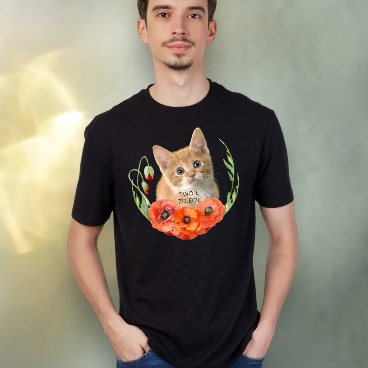 T-shirt z nadrukiem Twój Pupil na koszulce Biały / Czarny / Unisex / Maki 1