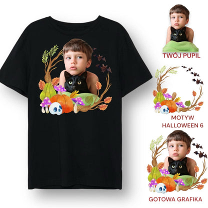 T-shirt z nadrukiem Twój pupil na koszulce Biały / Czarny / Unisex / Halloween 6