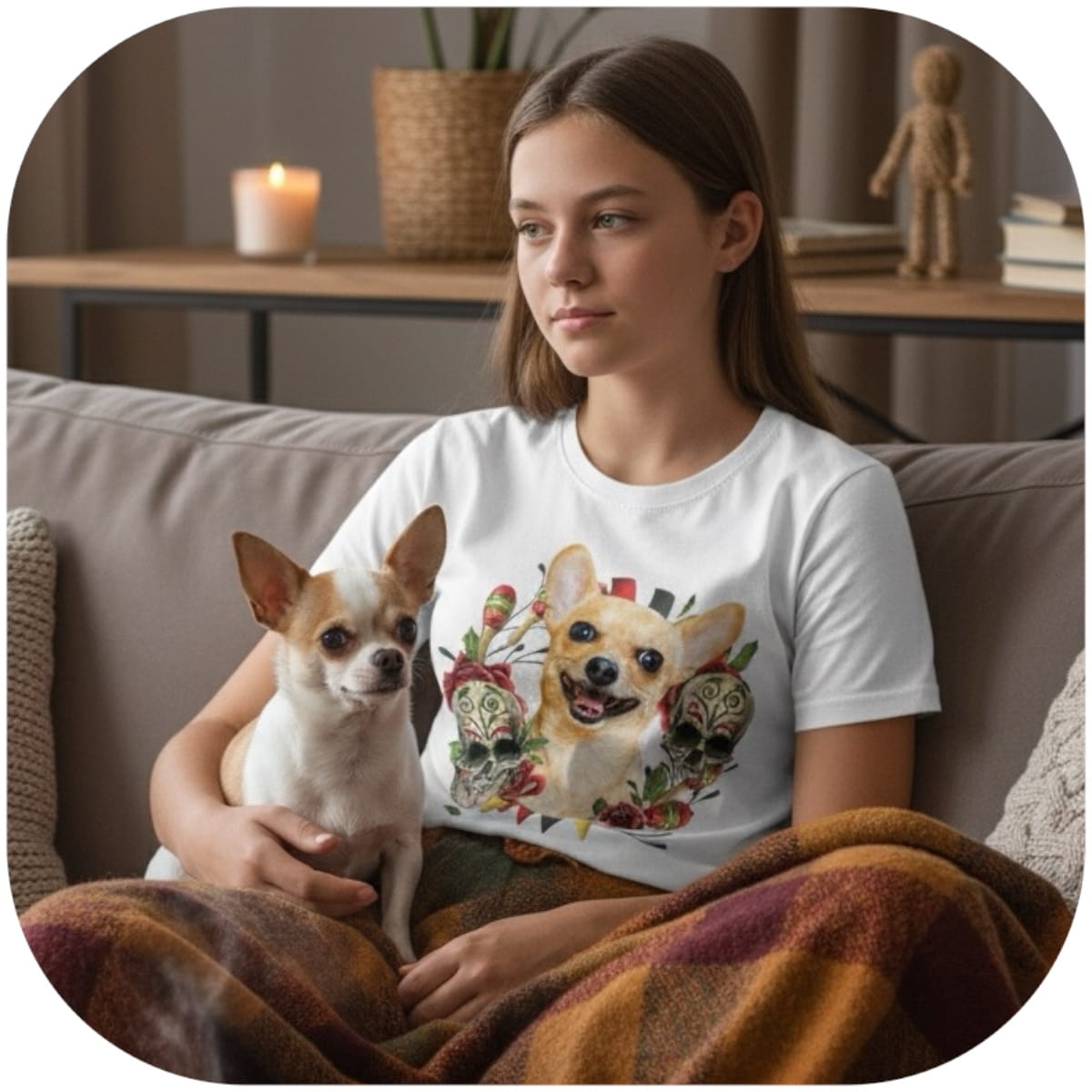 T-shirt z nadrukiem Twój pupil na koszulce Biały / Czarny / Unisex / Halloween 8