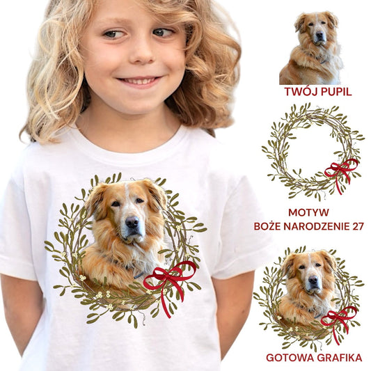 Koszulka z Twoim Pupilem Personalizacja / Biała / Czarna / Dziecięca Unisex / Boże Narodzenie 27