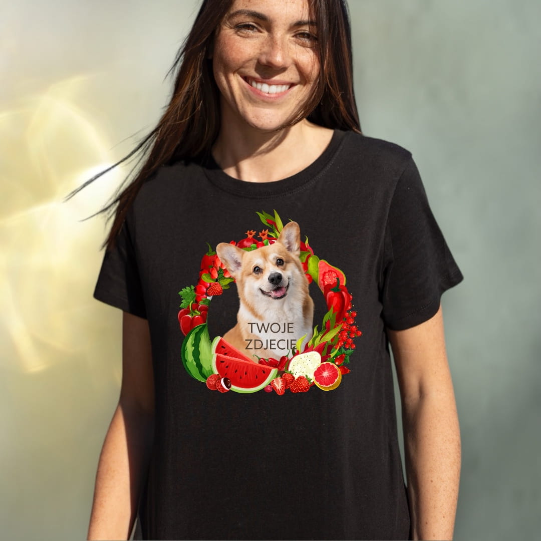 T-shirt z nadrukiem Twój Pupil na koszulce Biały / Czarny / Unisex / Owoce 2