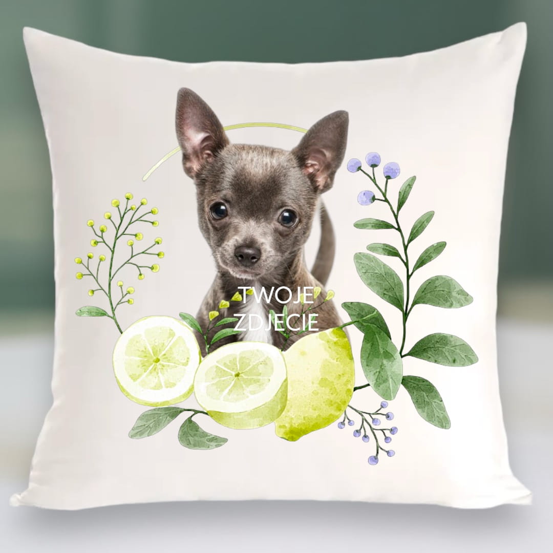 Personalizowany Prezent Poduszka z Twoim Pupilem / Cytryny 2