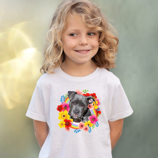 Koszulka z Twoim Pupilem Personalizacja / Biała / Czarna / Dziecięca Unisex / Tęcza 2