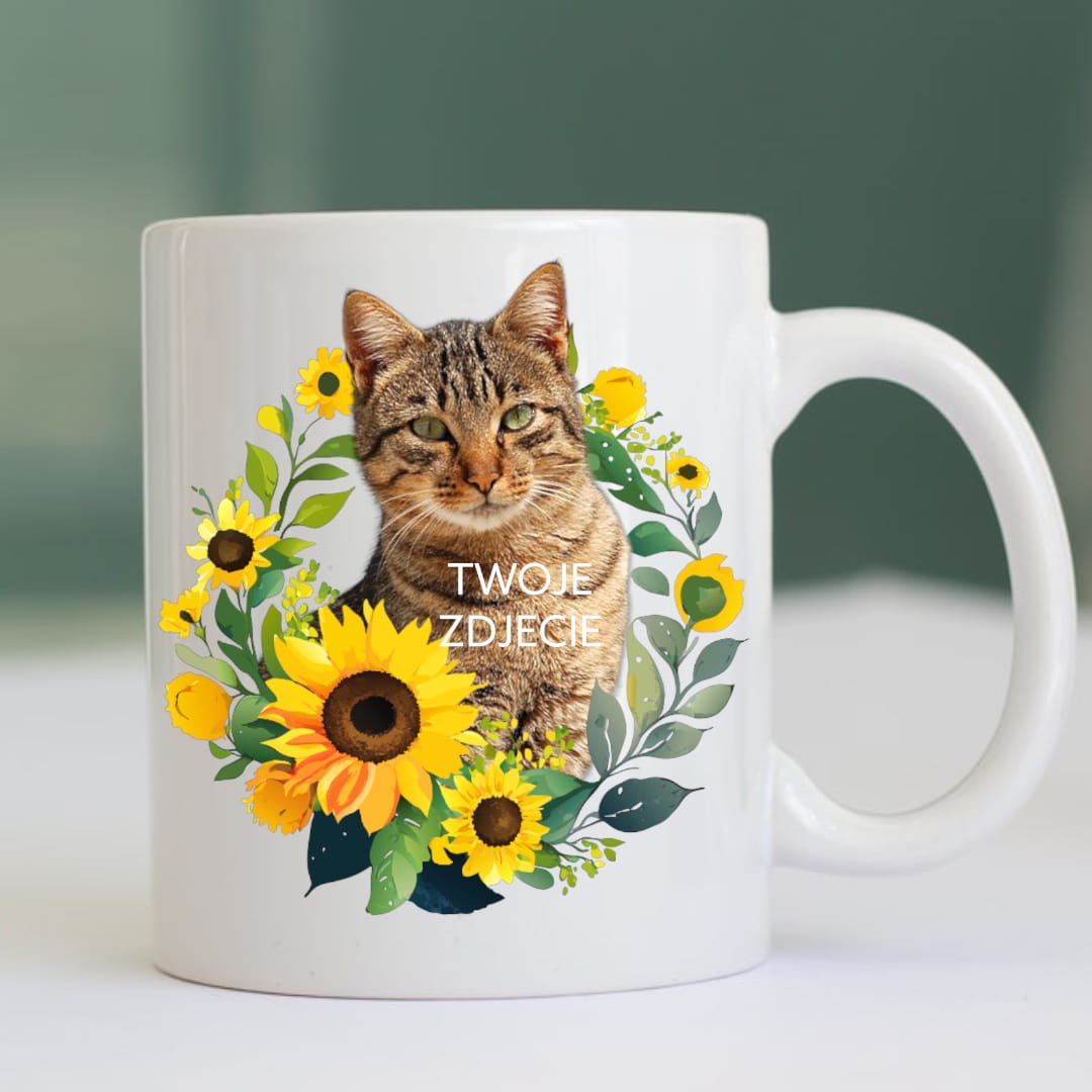 Personalizowany Kubek ze zdjęciem Twojego Pupila / Słoneczniki 1