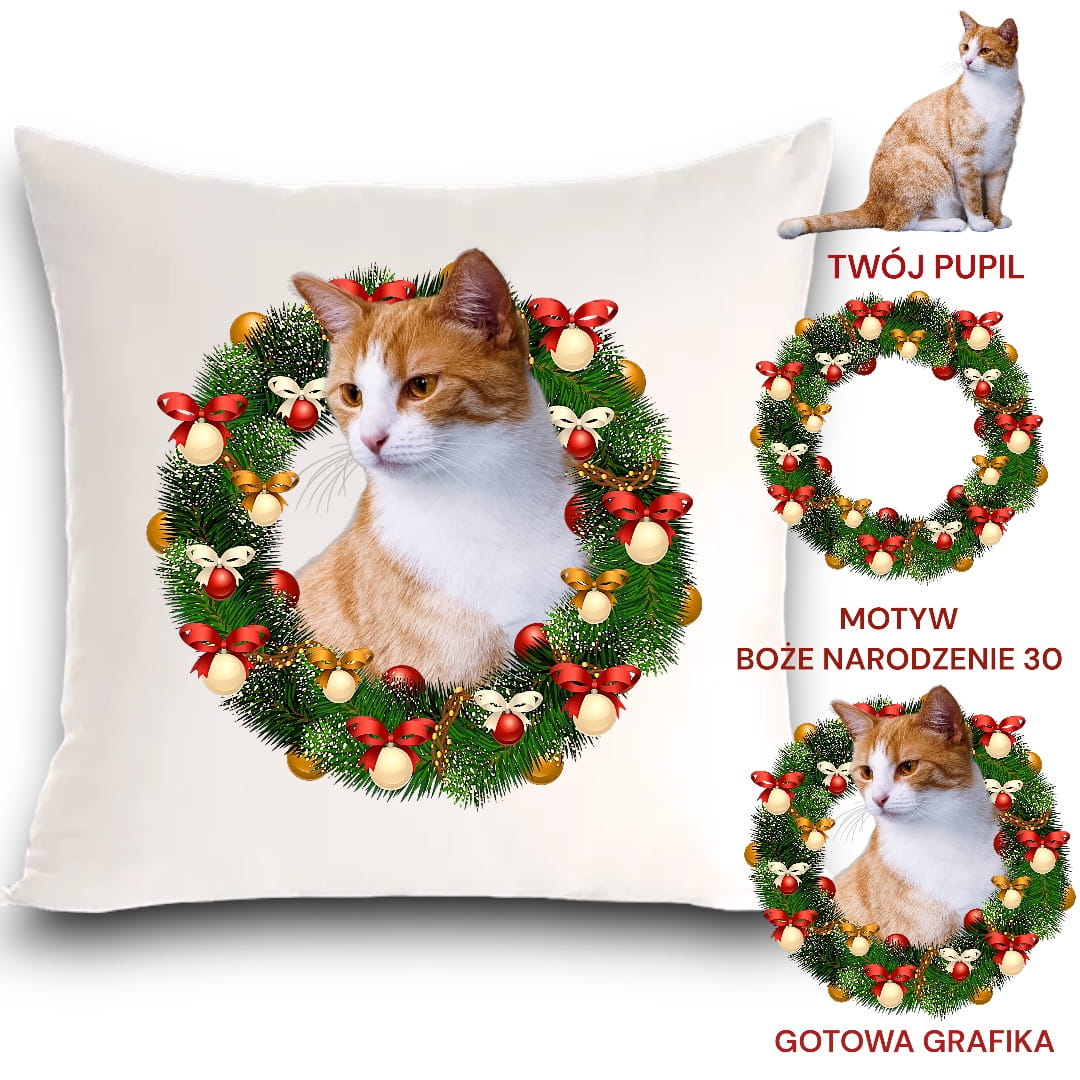 Personalizowany Prezent Poduszka z Twoim Pupilem / Boże Narodzenie 30