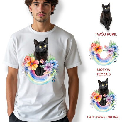 T-shirt z nadrukiem Twój Pupil na koszulce Biały / Czarny / Unisex / Tęcza 5