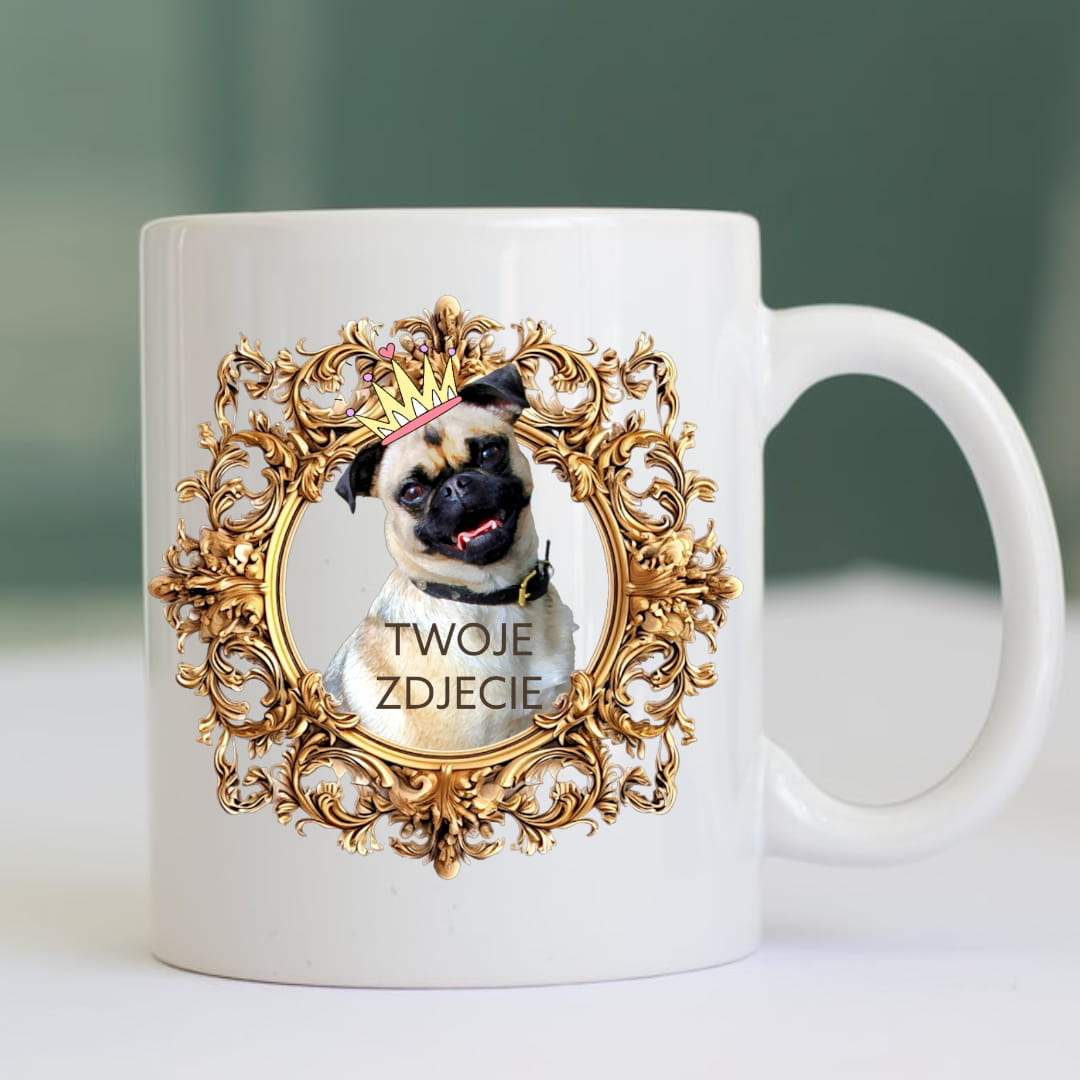 Personalizowany Kubek ze zdjęciem Twojego Pupila / Złota ramka 1