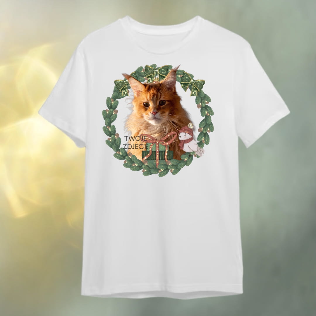 T-shirt z nadrukiem Twój Pupil na koszulce Biały / Czarny / Unisex / Boże Narodzenie 7