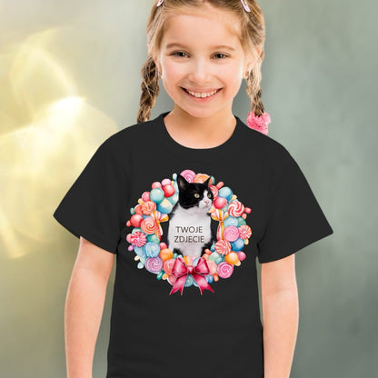 Koszulka z Twoim Pupilem Personalizacja / Biała / Czarna / Dziecięca Unisex / Słodycze 1