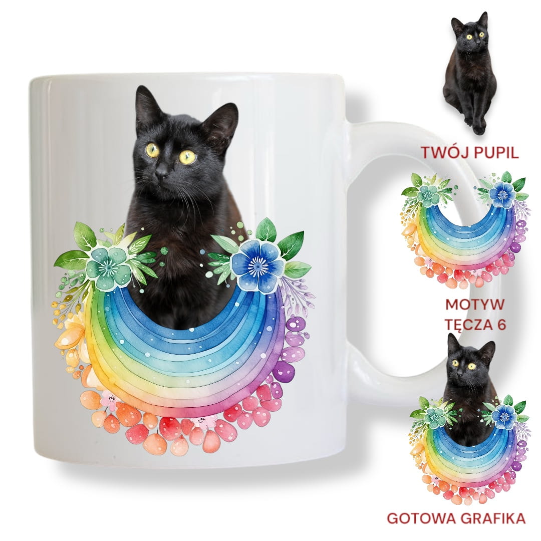 Personalizowany Kubek ze zdjęciem Twojego Pupila / Tęcza 6