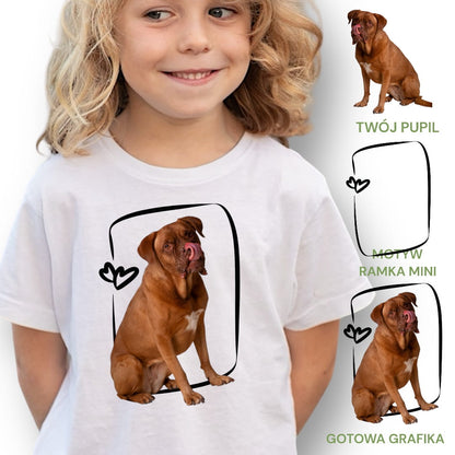 Koszulka z Twoim Pupilem Personalizacja / Biała / Dziecięca Unisex / Ramka Mini