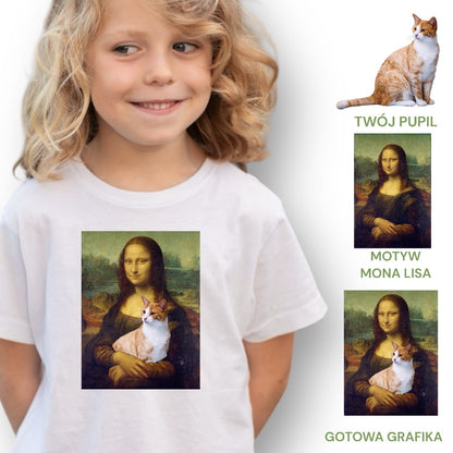 Koszulka z Twoim Pupilem Personalizacja / Biała / Dziecięca Unisex / Mona Lisa
