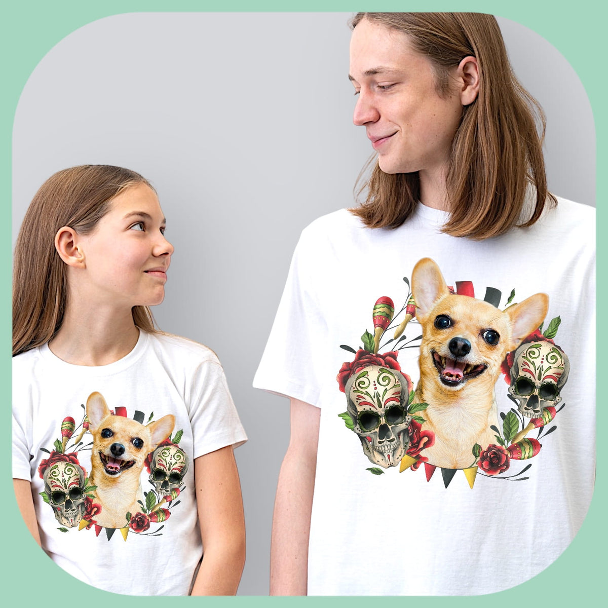 T-shirt z nadrukiem Twój pupil na koszulce Biały / Czarny / Unisex / Halloween 8