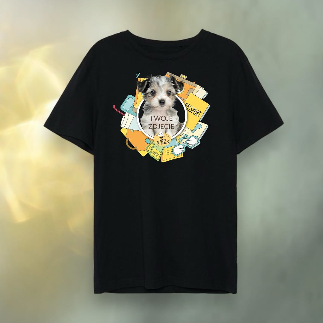 T-shirt z nadrukiem Twój Pupil na koszulce Biały / Czarny / Unisex / Travel 1
