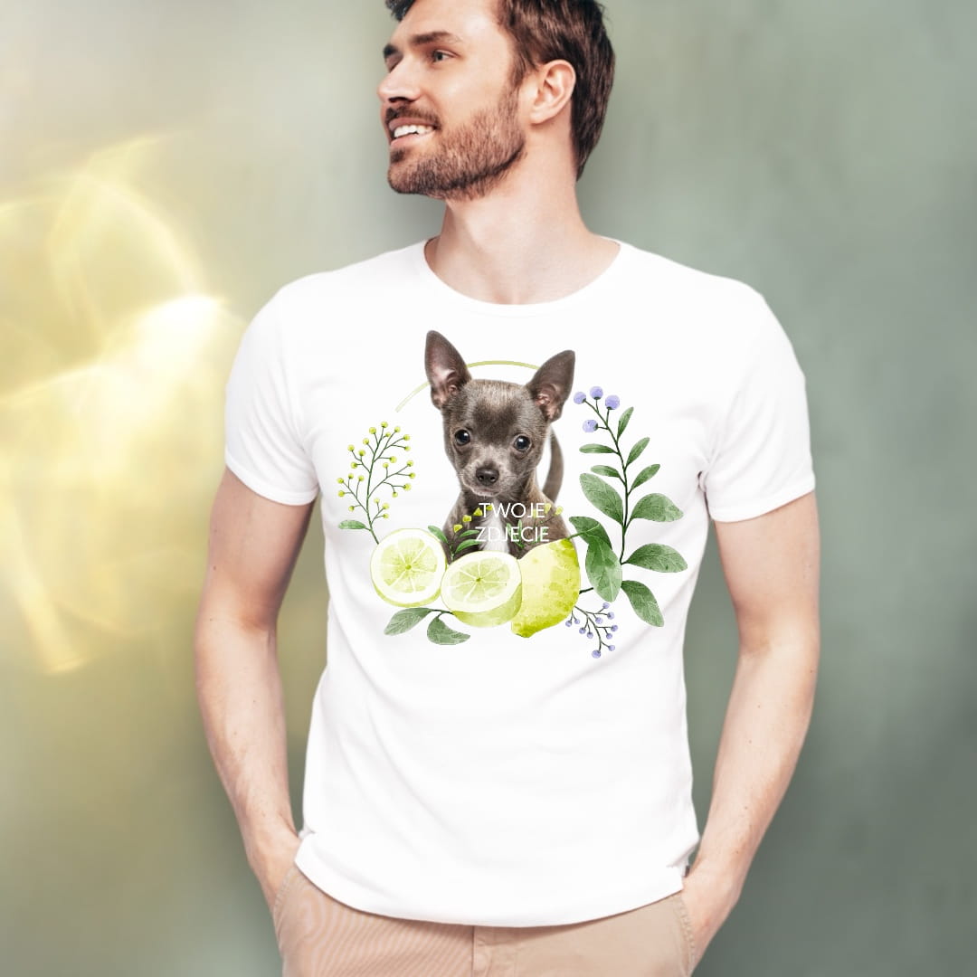 T-shirt z nadrukiem Twój Pupil na koszulce Biały / Czarny / Unisex / Cytryny 2