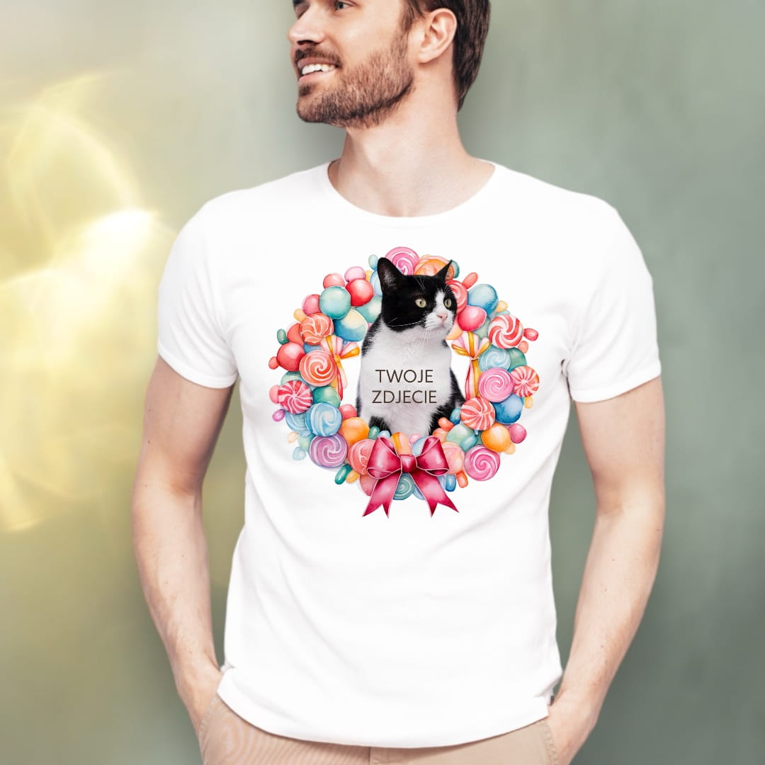 T-shirt z nadrukiem Twój Pupil na koszulce Biały / Czarny / Unisex / Słodycze 1
