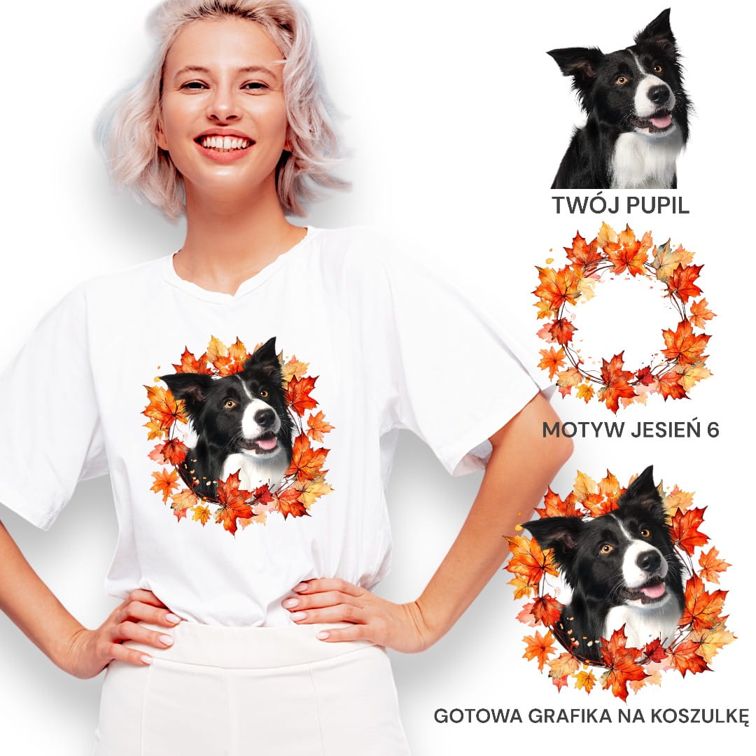 T-shirt z nadrukiem Twój Pupil na koszulce Biały / Czarny / Unisex / Jesień 6