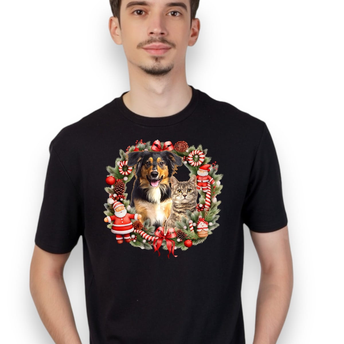 T-shirt z nadrukiem Twój Pupil na koszulce Biały / Czarny / Unisex / Boże Narodzenie 10