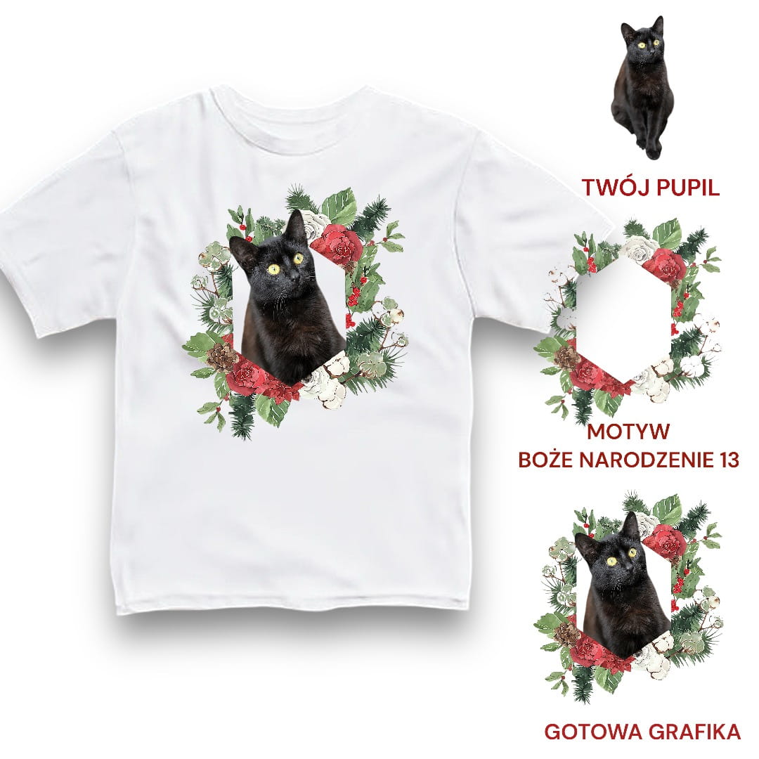 Koszulka z Twoim Pupilem Personalizacja / Biała / Czarna / Dziecięca Unisex / Boże Narodzenie 13
