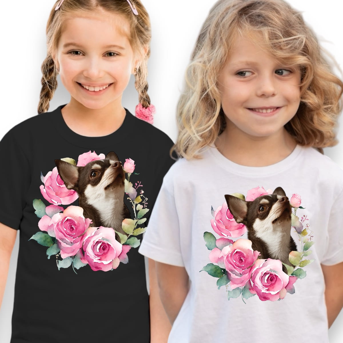 Koszulka z Twoim Pupilem Personalizacja / Biała / Czarna / Dziecięca Unisex / Róża 5