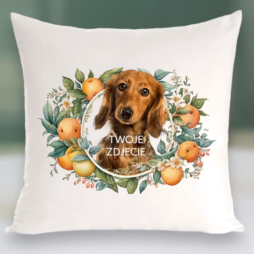 Personalizowany Prezent Poduszka z Twoim Pupilem / Pomarańcze