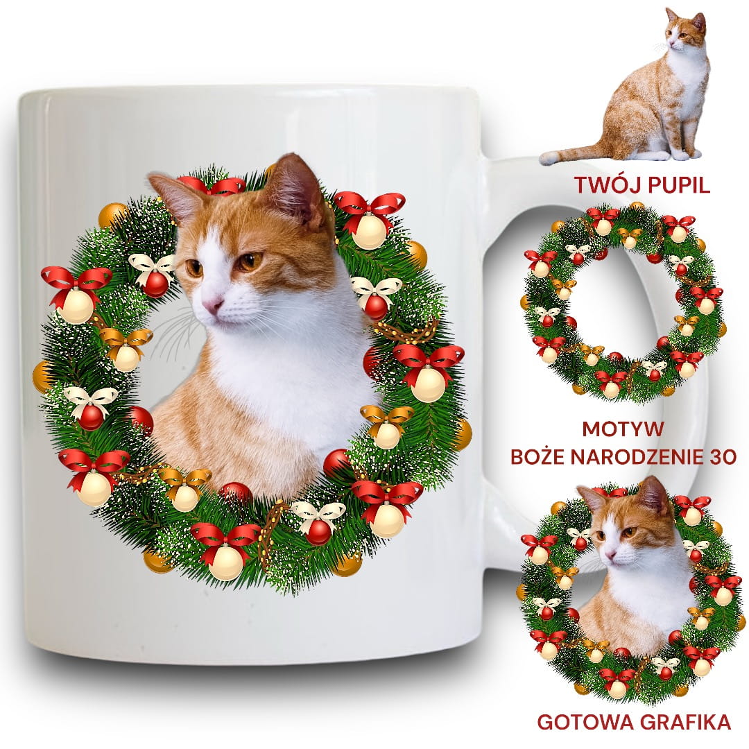 Personalizowany Kubek ze zdjęciem Twojego Pupila / Boże Narodzenie 30