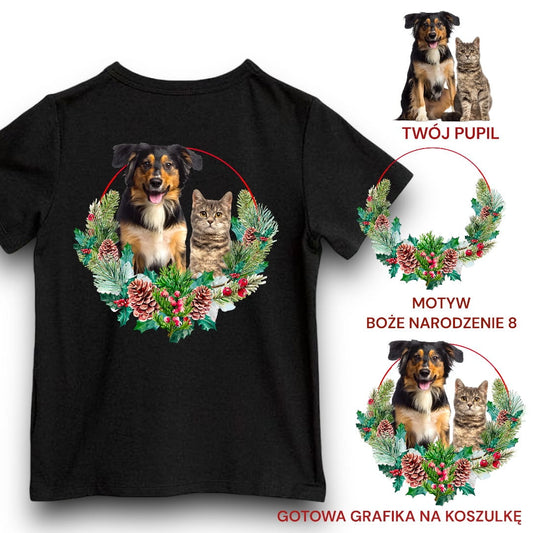 Koszulka z Twoim Pupilem Personalizacja / Biała / Czarna / Dziecięca Unisex / Boże Narodzenie 8