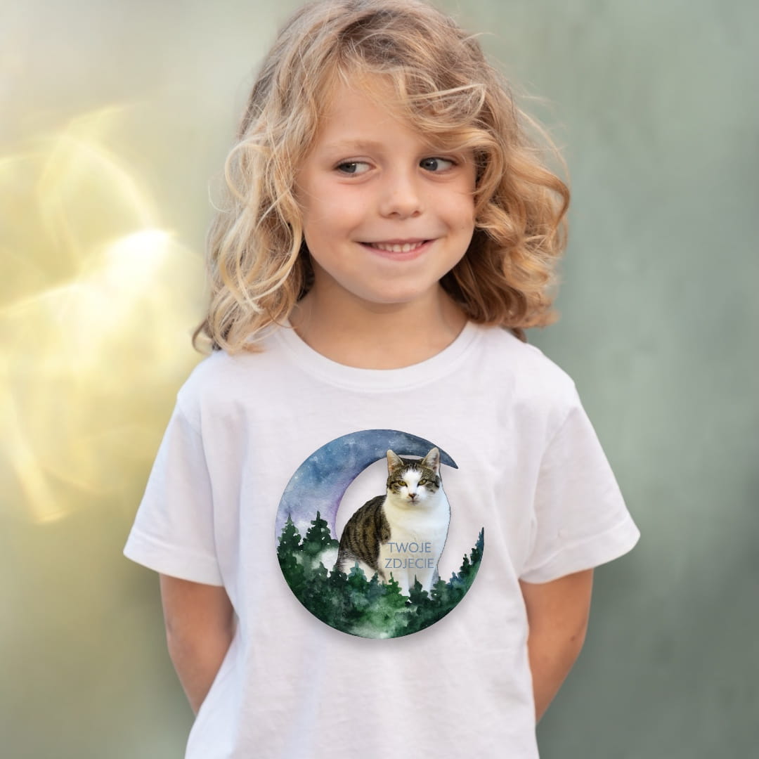 Koszulka z Twoim Pupilem Personalizacja / Biała / Czarna / Dziecięca Unisex / Księżyc 1