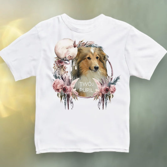 Koszulka z Twoim Pupilem Personalizacja / Biała / Czarna / Dziecięca Unisex / Boho 2