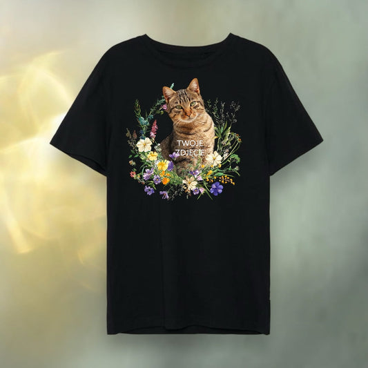 T-shirt z nadrukiem Twój Pupil na koszulce Biały / Czarny / Unisex / Łąka 1