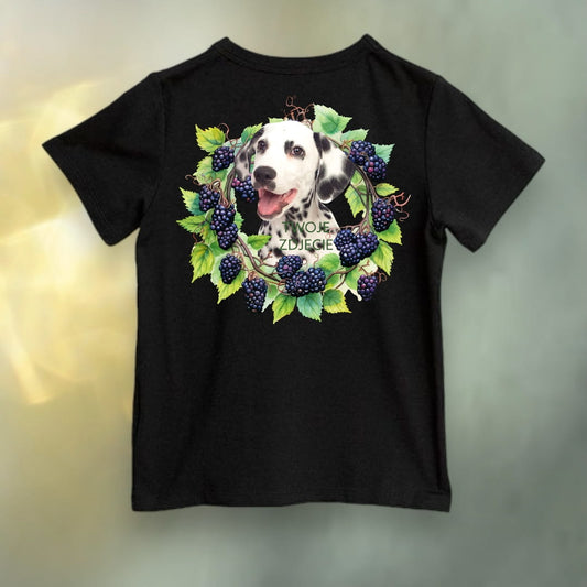 Koszulka z Twoim Pupilem Personalizacja / Biała / Czarna / Dziecięca Unisex / Jeżyny 2