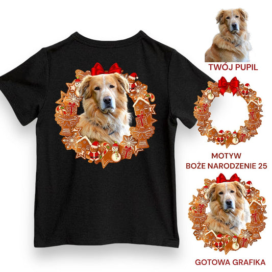 Koszulka z Twoim Pupilem Personalizacja / Biała / Czarna / Dziecięca Unisex / Boże Narodzenie 25