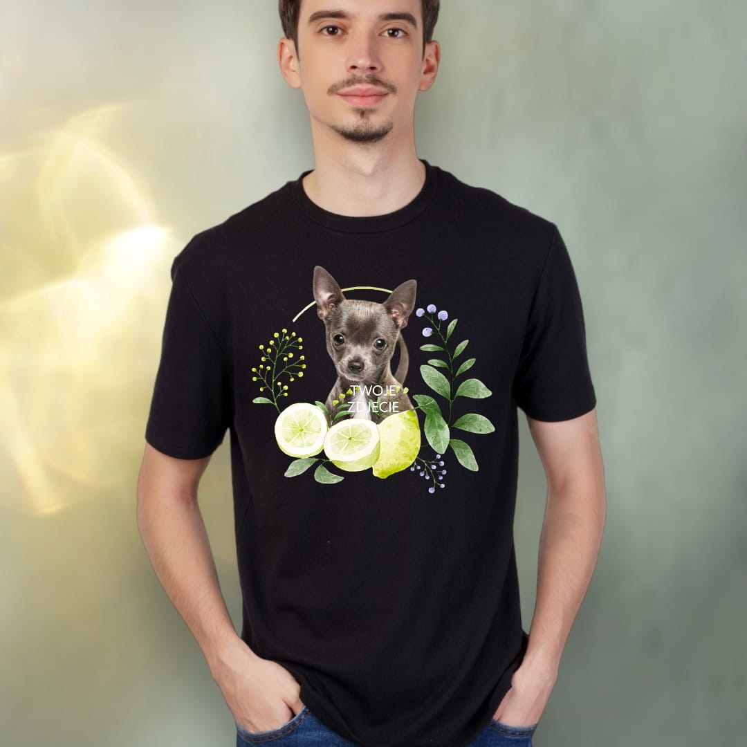 T-shirt z nadrukiem Twój Pupil na koszulce Biały / Czarny / Unisex / Cytryny 2