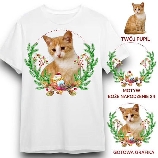 T-shirt z nadrukiem Twój Pupil na koszulce Biały / Czarny / Unisex / Boże Narodzenie 24