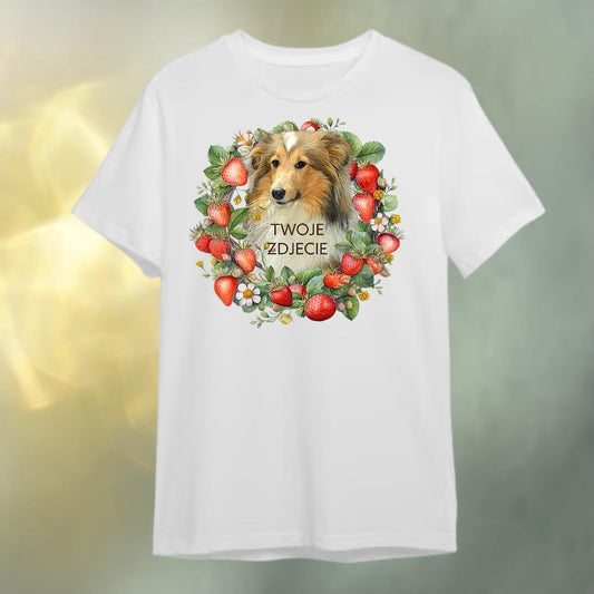 T-shirt z nadrukiem Twój Pupil na koszulce Biały / Czarny / Unisex / Truskawki 3