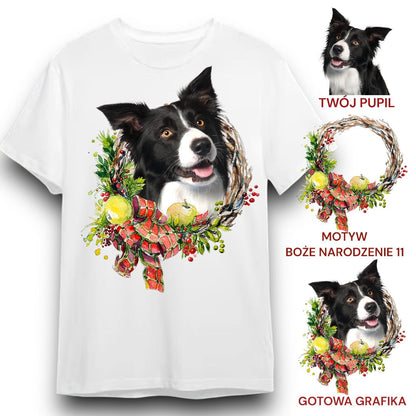 T-shirt z nadrukiem Twój Pupil na koszulce Biały / Czarny / Unisex / Boże Narodzenie 11