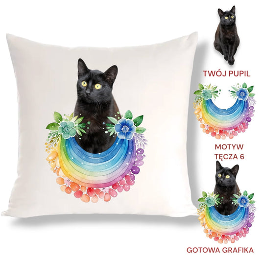 Personalizowany Prezent Poduszka z Twoim Pupilem / Tęcza 6