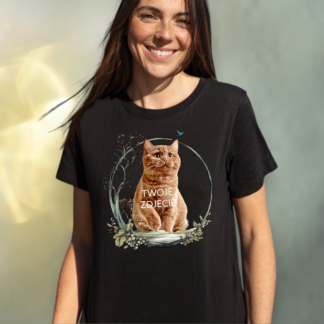 T-shirt z nadrukiem Twój Pupil na koszulce Biały / Czarny / Unisex / Krajobraz 2