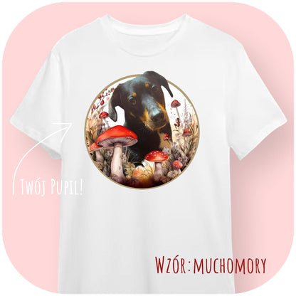 T-shirt z nadrukiem Twój Pupil na koszulce Biały / Czarny / Unisex / Muchomory