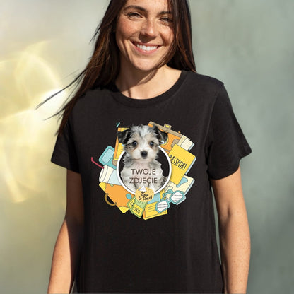 T-shirt z nadrukiem Twój Pupil na koszulce Biały / Czarny / Unisex / Travel 1